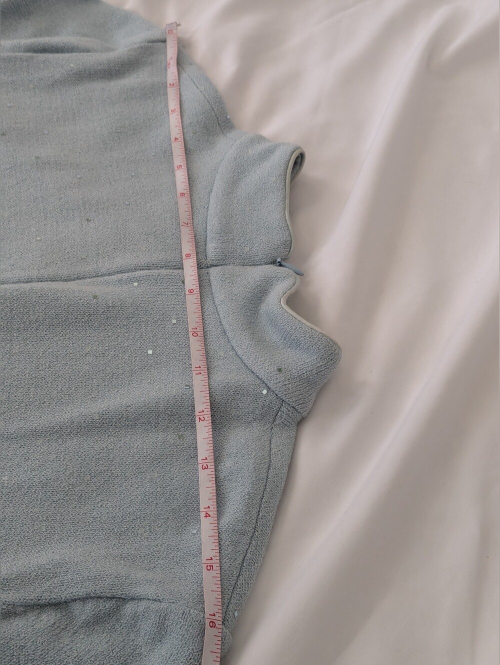 St John Evening Marie Gray Sparkle Pale Blue Knit Asian Midi Sheath Dress Sz 10 - Picture 14 of 15